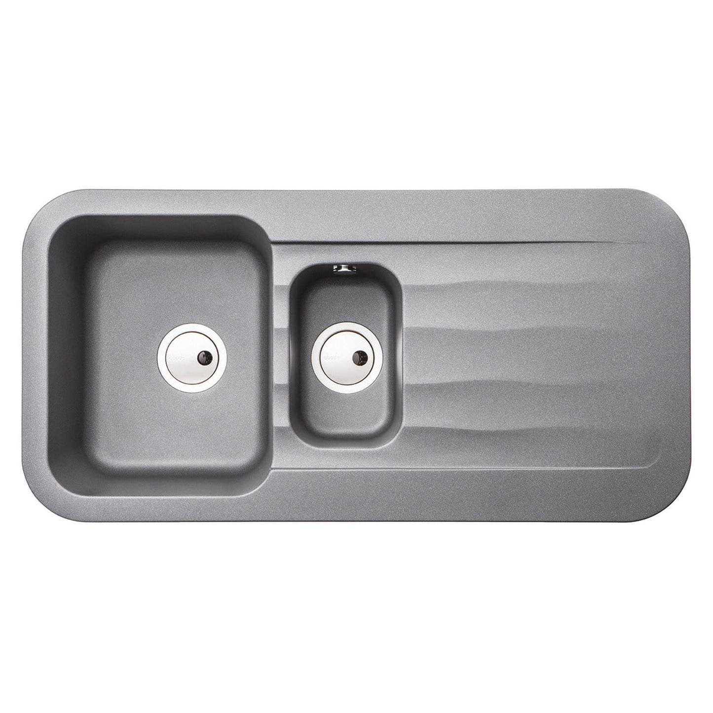 Abode Dune  Inset Mount One and Half Bowl Kitchen Sink For 600mm Cabinet in Ceramic Grey Metallic 56990509