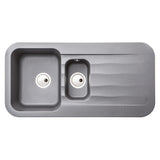 Abode Dune  Inset Mount One and Half Bowl Kitchen Sink For 600mm Cabinet in Ceramic Grey Metallic 56990509