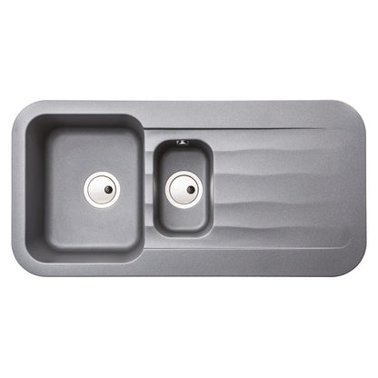 Abode Dune  Inset Mount One and Half Bowl Kitchen Sink For 600mm Cabinet in Ceramic Grey Metallic 56990509