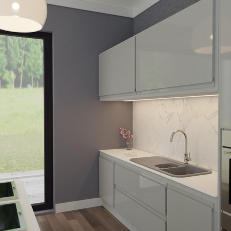 Abode Dune Inset Mount One and Half Bowl Kitchen Sink For 600mm Cabinet in Ceramic Grey Metallic Life Style