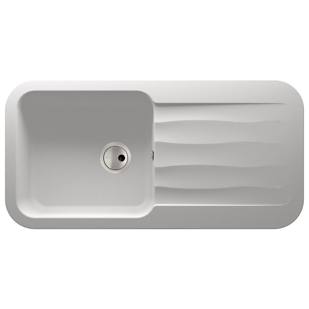 Abode Dune Inset Mount Single Bowl Kitchen Sink For 600mm Cabinet in Composite White Frosted