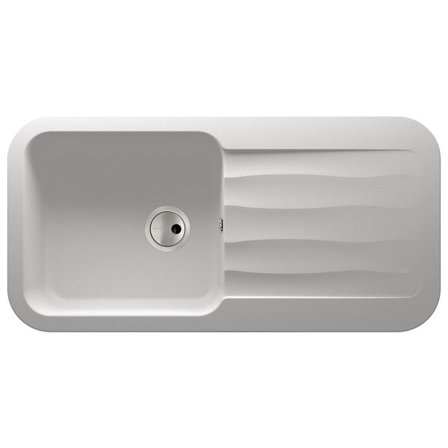 Abode Dune Inset Mount Single Bowl Kitchen Sink For 600mm Cabinet in Composite White Frosted