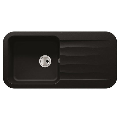 Abode Dune Inset mount Single Bowl Kitchen Sink For 600mm Cabinet in Composite Black Metallic 56990483