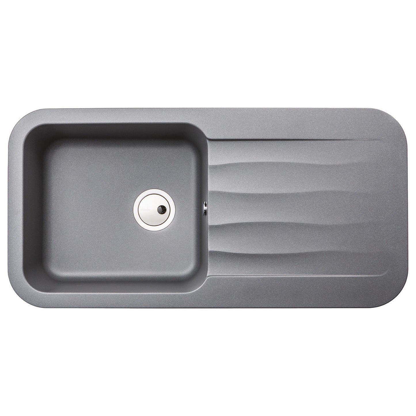 Abode Dune Inset mount Single Bowl Kitchen Sink For 600mm Cabinet in Composite Light Grey Metallic 56990508