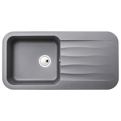 Abode Dune Inset mount Single Bowl Kitchen Sink For 600mm Cabinet in Composite Light Grey Metallic 56990508