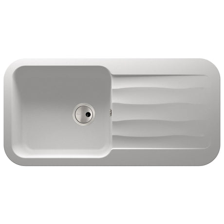 Abode Dune Inset mount Single Bowl Kitchen Sink For 600mm Cabinet in Composite White Frosted 56990502