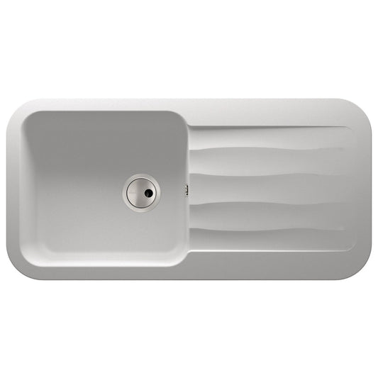 Abode Dune Inset mount Single Bowl Kitchen Sink For 600mm Cabinet in Composite White Frosted 56990502