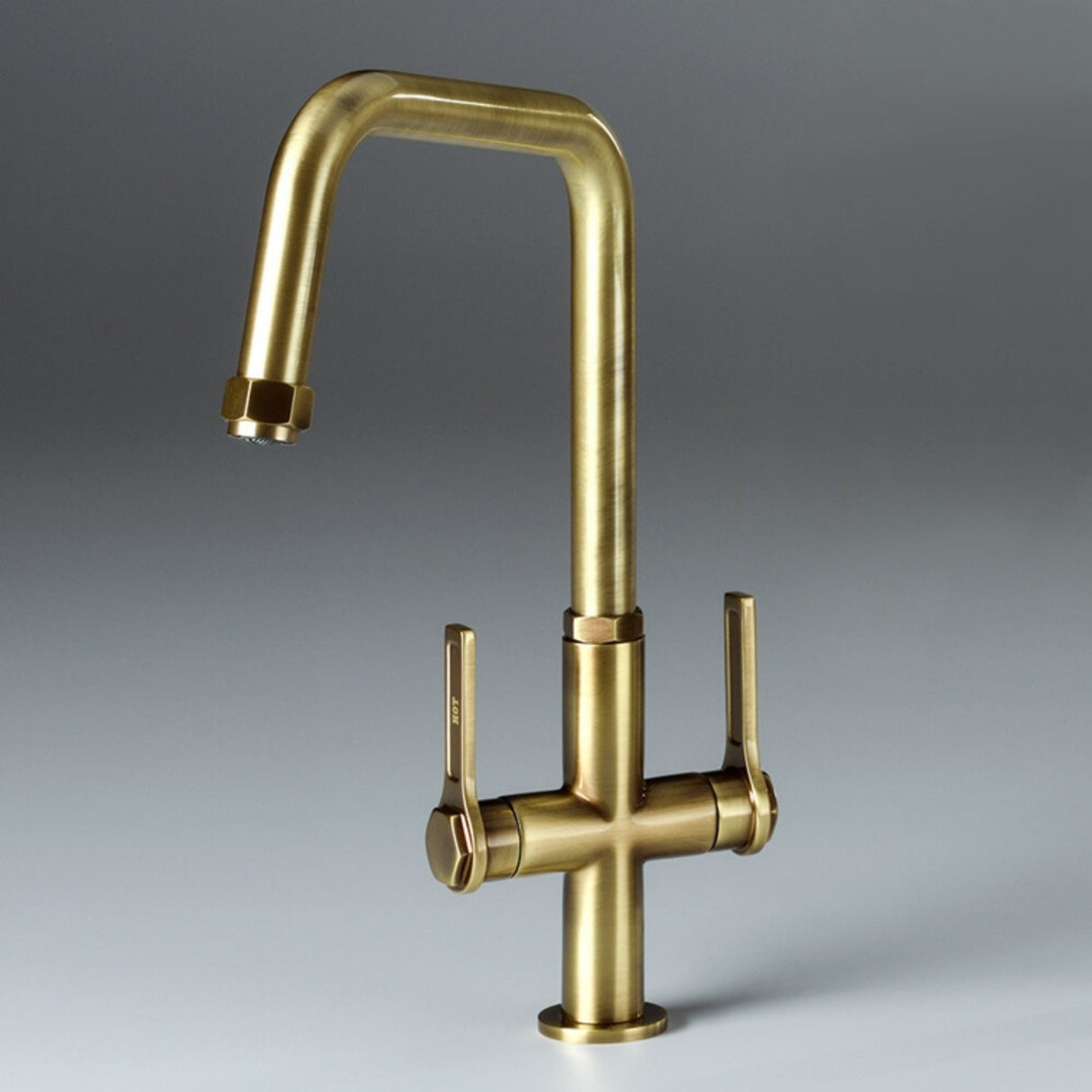 Abode Hex Monobloc Mixer Tap with Dual Lever in Antique Brass