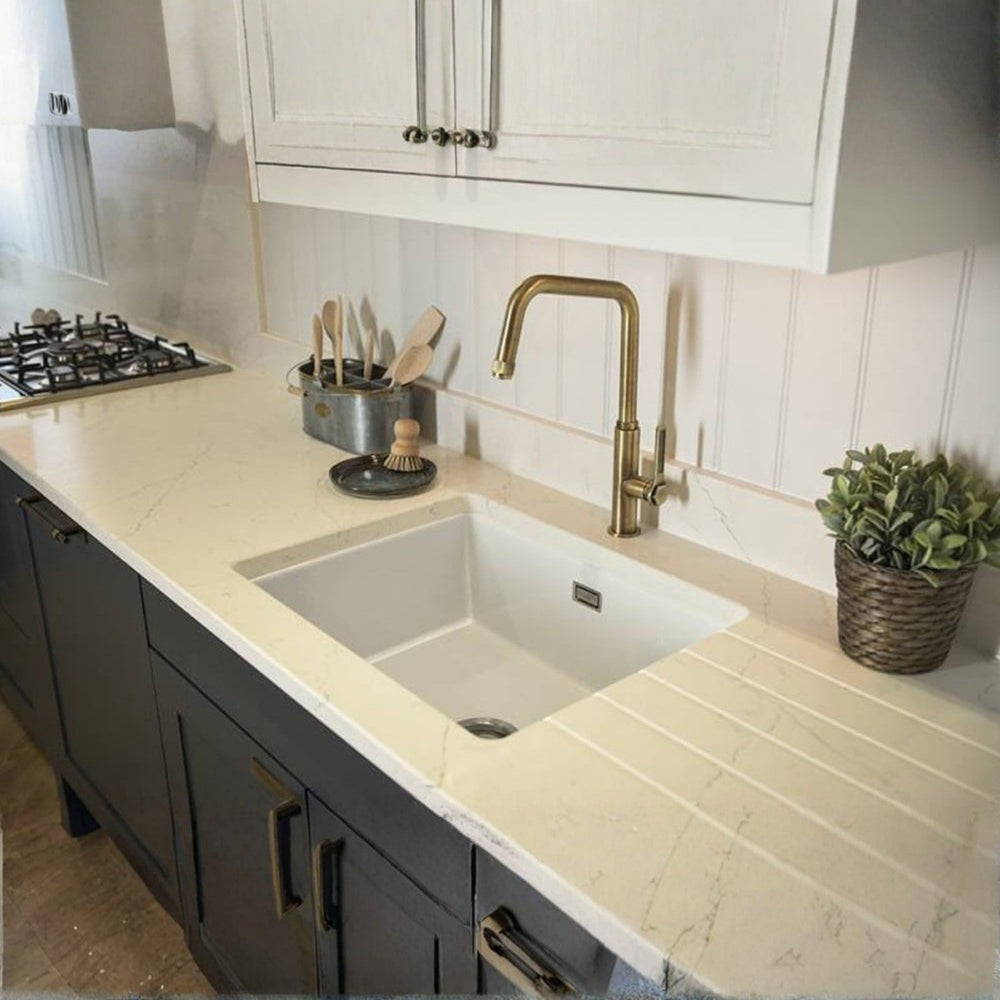 Abode Hex Monobloc Mixer Tap with Dual Lever in Antique Brass Life Style