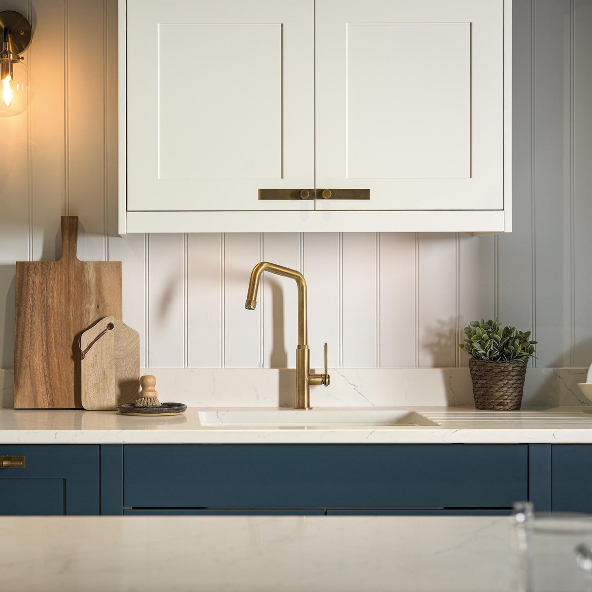 Abode Hex U-Spout Tap with Single Lever Antique Brass Lifestyle