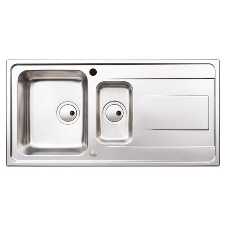 Abode Ixis Inset Mount One and half Bowl Kitchen Sink For 600mm Cabinet in Stainless Steel 56990454 