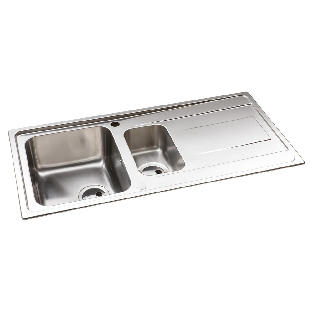 Abode Ixis Inset Mount One and half Bowl Kitchen Sink For 600mm Cabinet in Stainless Steel 56990454  1