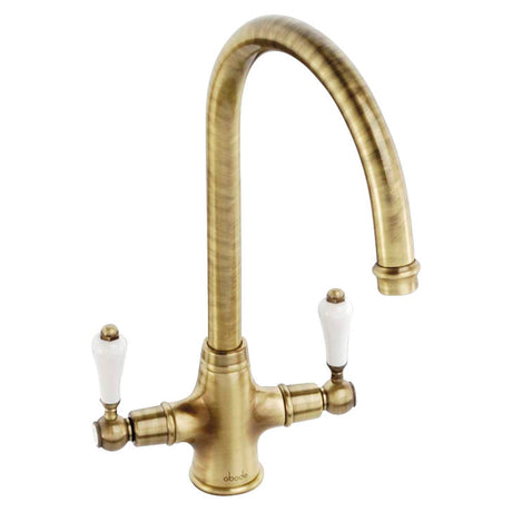 Abode Ludlow C-Spout Mixer Tap With Dual Lever In Antique Brass 56996520