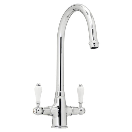 Abode Ludlow C-Spout Mixer Tap With Dual Lever In Polished chrome 56996220
