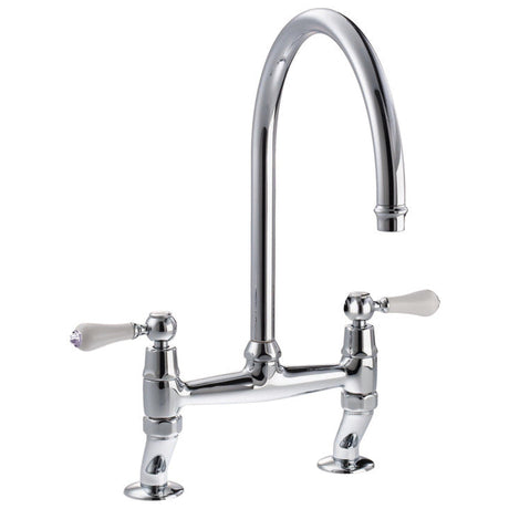 Abode Ludlow C-Spout Tap With Traditional Bridge Polished Chrome 56996230