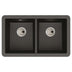 Abode Matrix GR15 Undermount Double Bowl Kitchen Sink For 800mm Cabinet in Composite Black Metallic 56990474