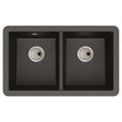 Abode Matrix GR15 Undermount Double Bowl Kitchen Sink For 800mm Cabinet in Composite Black Metallic 56990474