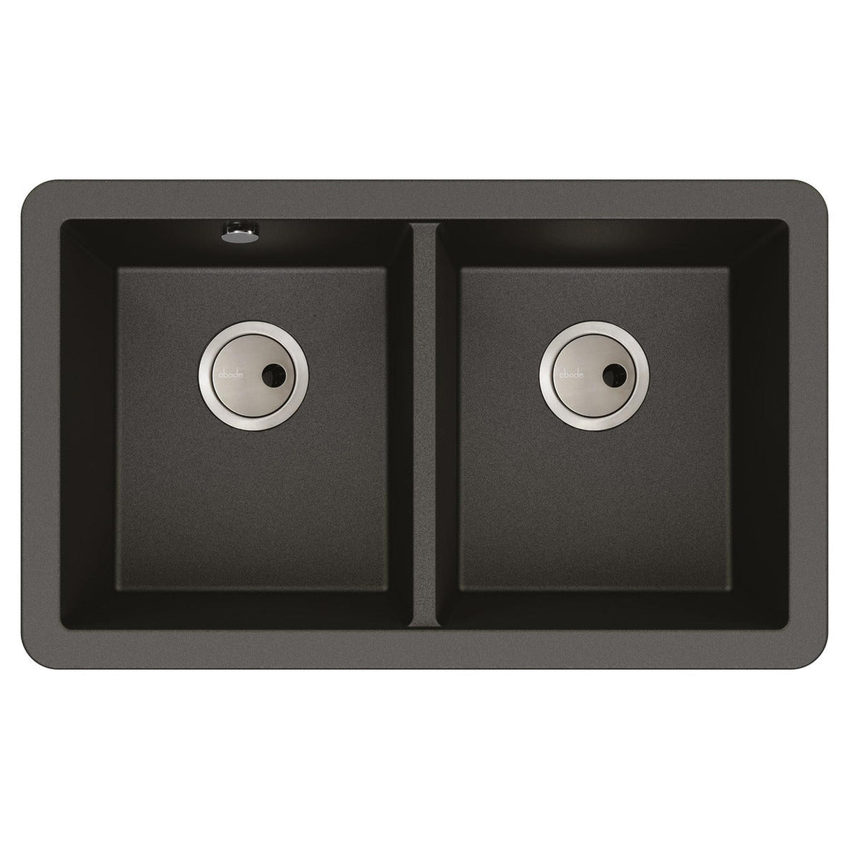 Abode Matrix GR15 Undermount Double Bowl Kitchen Sink For 800mm Cabinet in Composite Black Metallic 56990474