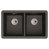 Abode Matrix GR15 Undermount Double Bowl Kitchen Sink For 800mm Cabinet in Composite Black Metallic 56990474