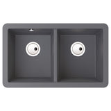 Abode Matrix GR15 Undermount Double Bowl Kitchen Sink For 800mm Cabinet in Composite Light Grey Metallic 56990507