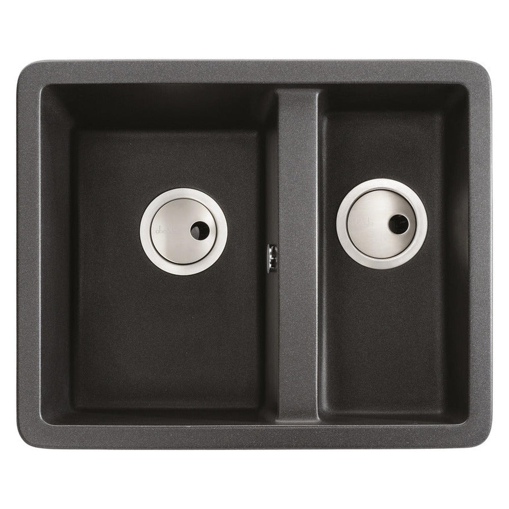Abode Matrix GR15 Undermount Inset mount One And Half Bowl Kitchen Sink For 600mm Cabinet in Composite Black Metallic 56990473