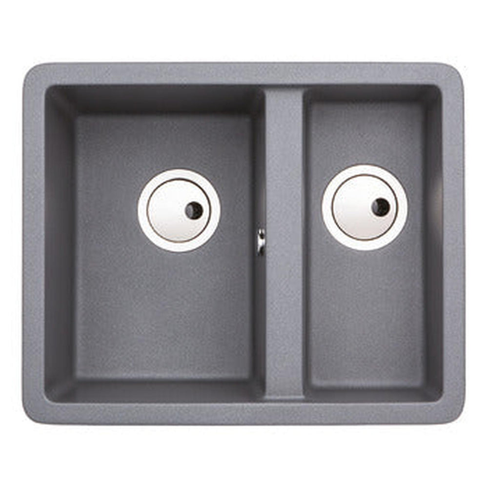 Abode Matrix GR15 Undermount Inset mount One And Half Bowl Kitchen Sink For 600mm Cabinet in Composite Grey Metallic 56990506