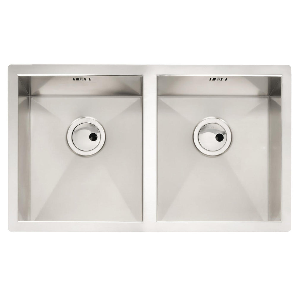 Abode Matrix R0 Undermount  Double Bowl Kitchen Sink For 800mm Cabinet in Stainless Steel Brushed