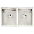 Abode Matrix R0 Undermount  Double Bowl Kitchen Sink For 800mm Cabinet in Stainless Steel Brushed