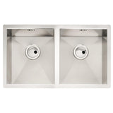 Abode Matrix R0 Undermount  Double Bowl Kitchen Sink For 800mm Cabinet in Stainless Steel Brushed