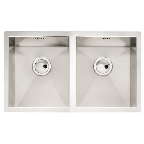 Abode Matrix R0 Undermount  Double Bowl Kitchen Sink For 800mm Cabinet in Stainless Steel Brushed