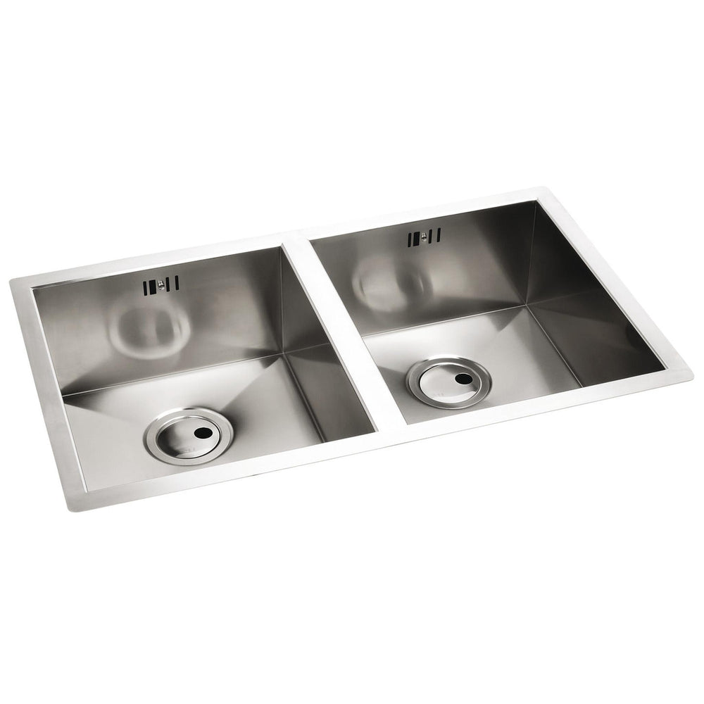 Abode Matrix R0 Undermount  Double Bowl Kitchen Sink For 800mm Cabinet in Stainless Steel Brushed