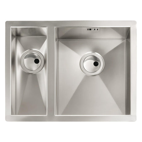 Abode Matrix R0 Undermount One and Half Bowl Kitchen Sink For 600mm Cabinet in Stainless Steel 
Brushed Right