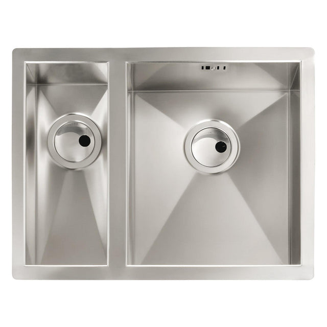Abode Matrix R0 Undermount One and Half Bowl Kitchen Sink For 600mm Cabinet in Stainless Steel 
Brushed Right