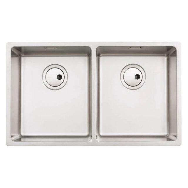 Abode Matrix R15 Undermount Inset Mount Double Bowl Kitchen Sink For 800mm Cabinet in Stainless Steel Brushed 57745130