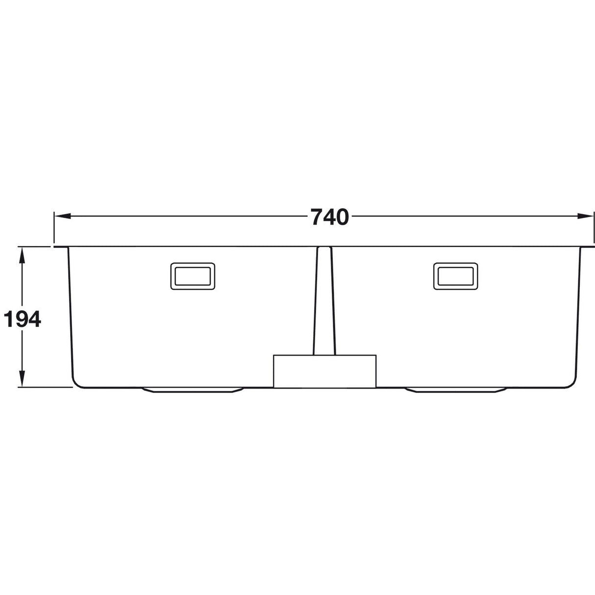 Abode Matrix R15 Undermount Inset Mount Double Bowl Kitchen Sink For 800mm Cabinet in Stainless Steel Brushed 57745130 Dimension