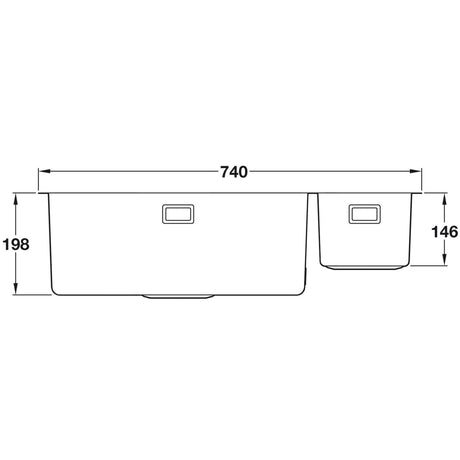 Abode Matrix R15 Undermount Inset Mount One and Half Bowl Kitchen Sink For 800mm Cabinet in Stainless Steel Brushed 57745142 Dimension