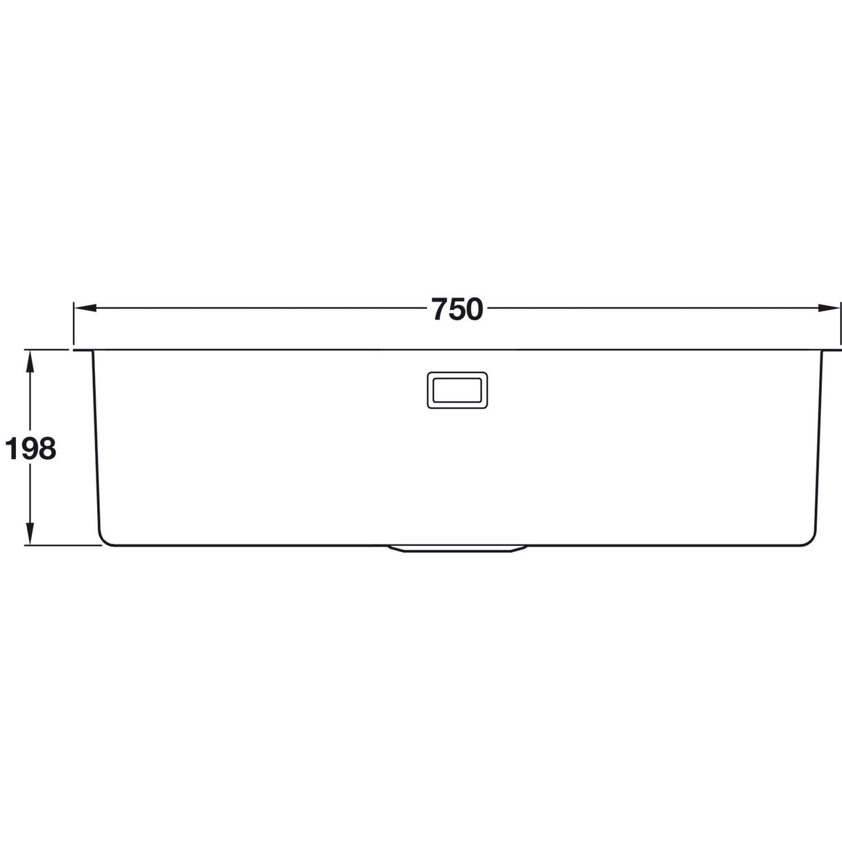 Abode Matrix R15 Undermount Inset Mount Single Bowl Kitchen Sink For 1000mm Cabinet in Stainless Steel Brushed 57745110 Dimension