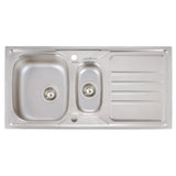 Abode Mikro Inset Mount One and Half Bowl Kitchen Sink For 600mm Cabinet in Stainless Steel 56990449