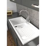 Abode Milford Inset Mount One And Half Bowl Kitchen Sink Accessories For 600mm Cabinet in Ceramic White 57747700 Lifestyle