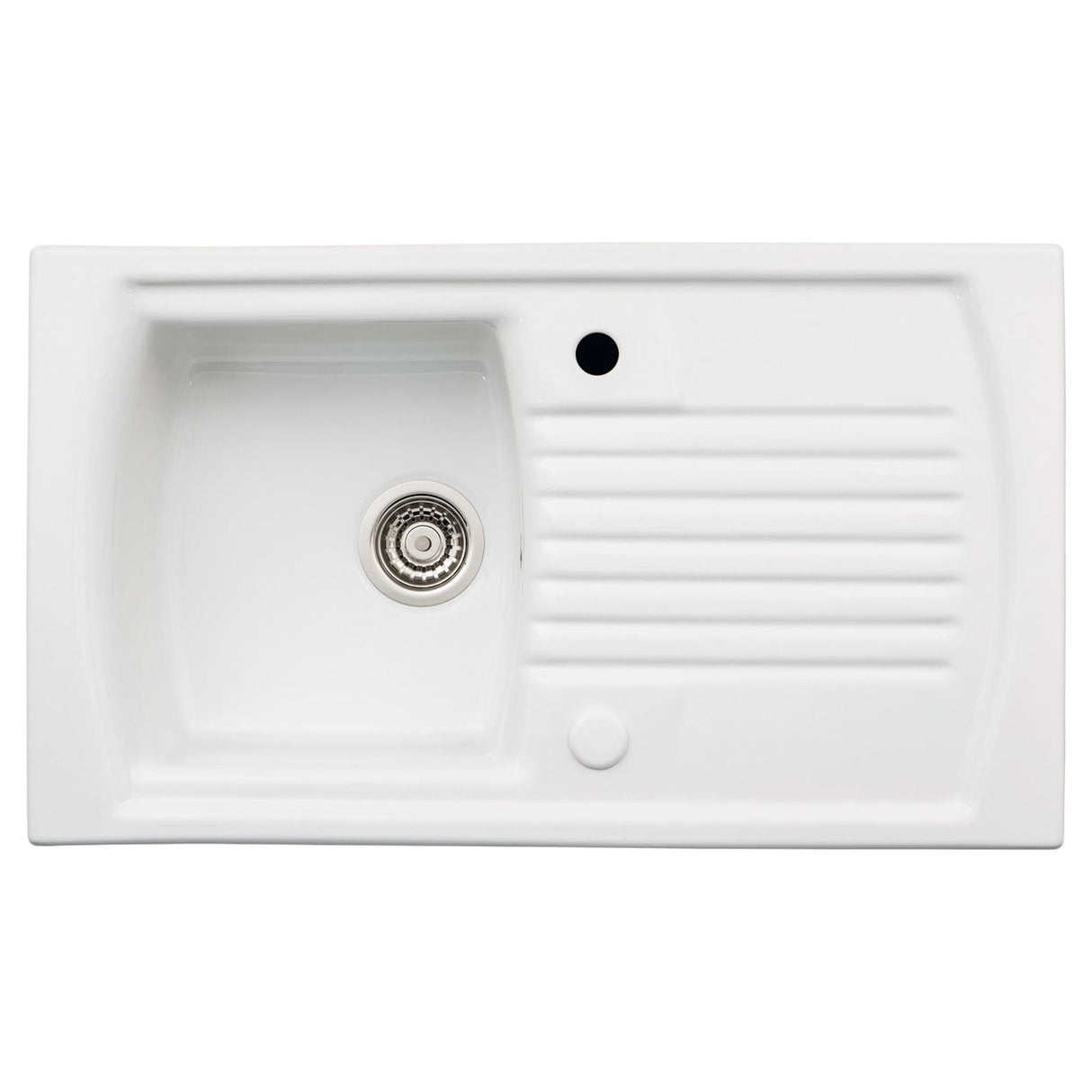 Abode Milford  Inset Mount Single Bowl Kitchen Sink For 450mm Cabinet in Ceramic White 57747710