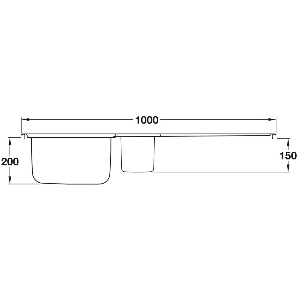 Abode Neron Inset Mount One And Half Bowl Kitchen Sink Accessories For 600mm Cabinet in Stainless Steel Brushed 57745000 Dimension