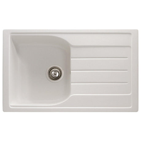 Abode Oriel Inset Mount Single Bowl Kitchen Sink For450mm Cabinet in Composite BWhite Frosted 56990498