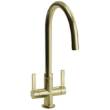 Abode Pico C-Spout Mixer Tap With Dual Lever InBrushed Brass 56996500