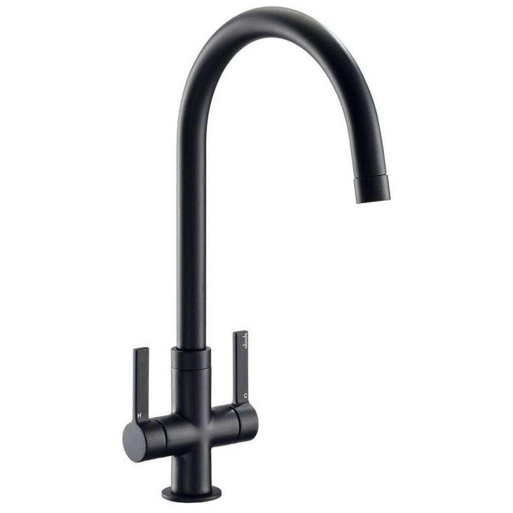 Abode Pico C-Spout Mixer Tap With Dual Lever In Matt Black 56996300