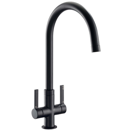 Abode Pico C-Spout Mixer Tap With Dual Lever In Matt Black 56996300