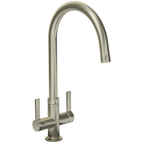 Abode Pico C-Spout Mixer Tap With Dual Lever In Matt Black 56996600