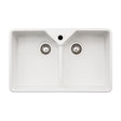 Abode Provincial Belfast Mount Double Bowl Kitchen Sink For 800mm Cabinet in Ceramic White 57747720