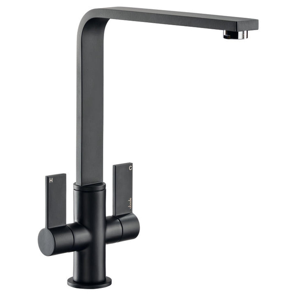 Abode Quantic L-Spout Mixer Tap with Dual Lever in Matt Black