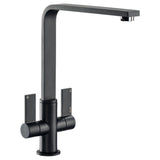 Abode Quantic L-Spout Mixer Tap with Dual Lever in Matt Black