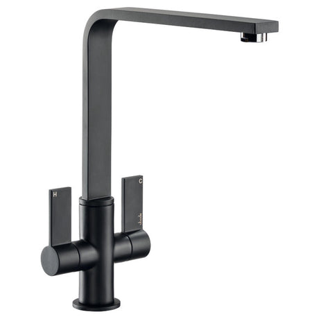 Abode Quantic L-Spout Mixer Tap with Dual Lever in Matt Black